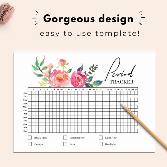 Period Tracker Printable Floral Menstrual Tracker Cycle - Etsy