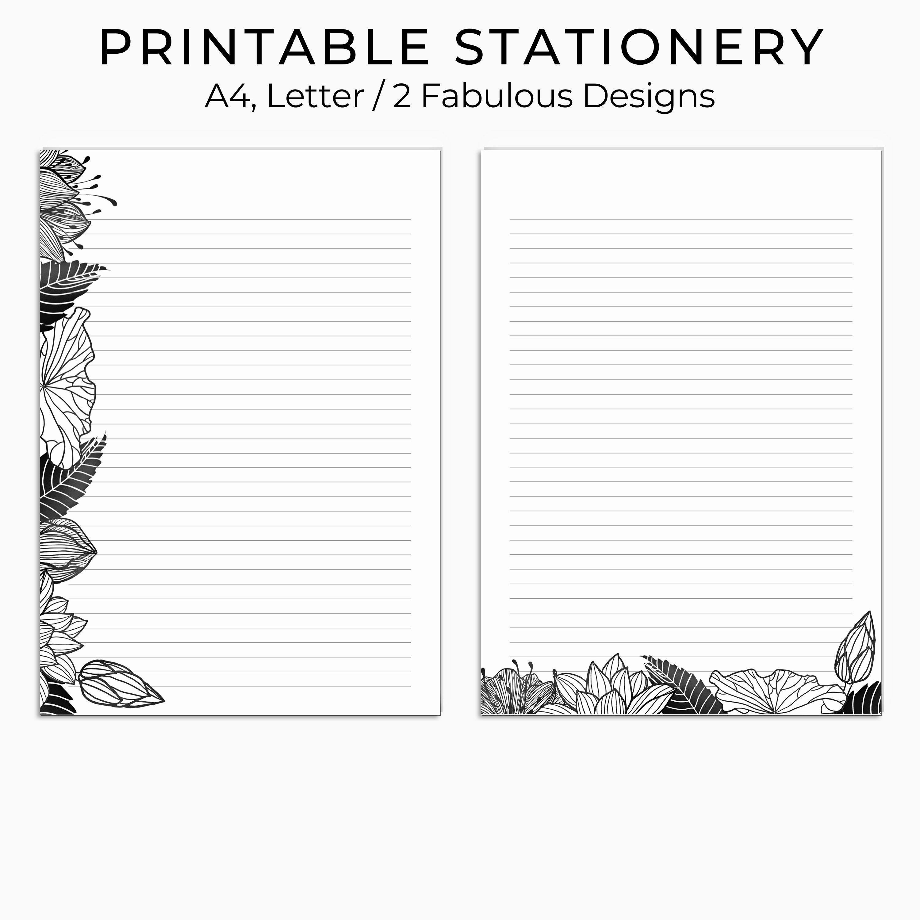 black and white printable stationary printable writing paper etsy