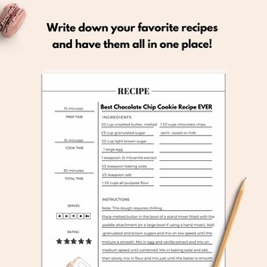 Printable Recipe Page, Grocery List Printable, Recipe Planner, Printable Recipe Card, Shopping ...