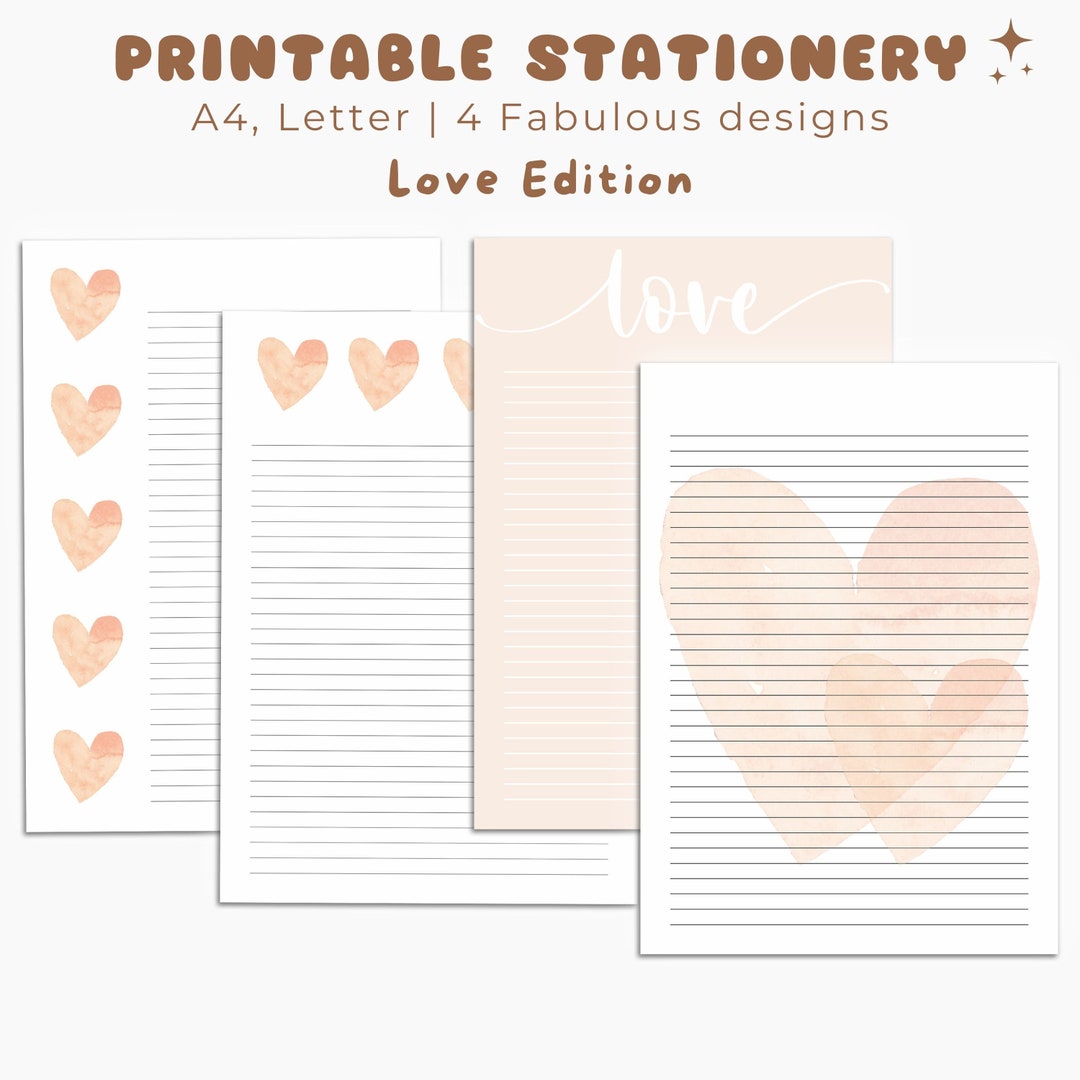 Valentine's Day Stationery Printable, Love Stationery Printable, Heart ...