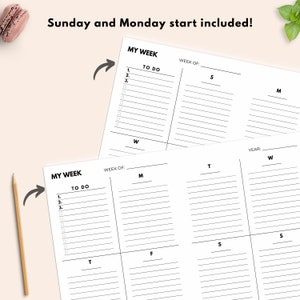 Printable TN Insert A5 Month on Two Pages MO2P - Etsy