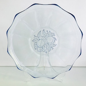 Vintage pressed glass plate Blue pressed glass plate / fruit plate / pressed glass / Art Déco pressed glass