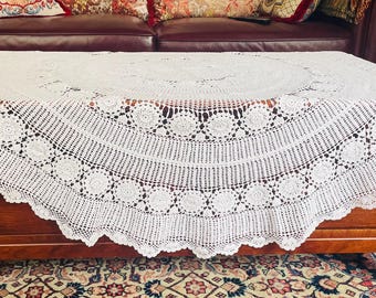 Vintage Cotone Uncinetto Tovaglia, Pizzo macramè Nappa Copritavolo, Cuciture Biancheria da Tavola, Beige Multi-Size Inodoro Rettangolare-a 85x85cm( 33x33inch