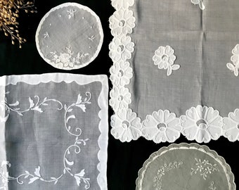 Tüll Deckchen Weißer Tisch Läufer mit Margeriten Vintage Tischläufer vintage Deckchen doilies