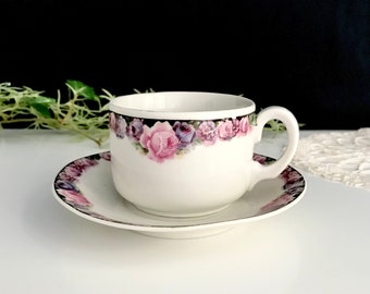 Vintage Tasse mit Untertasse Vintage Porzellan Tasse mit Rosen Motiv