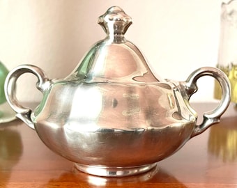 Azucarero Art Déco de WMF – plateado con incrustaciones de porcelana, circa 1920-1930