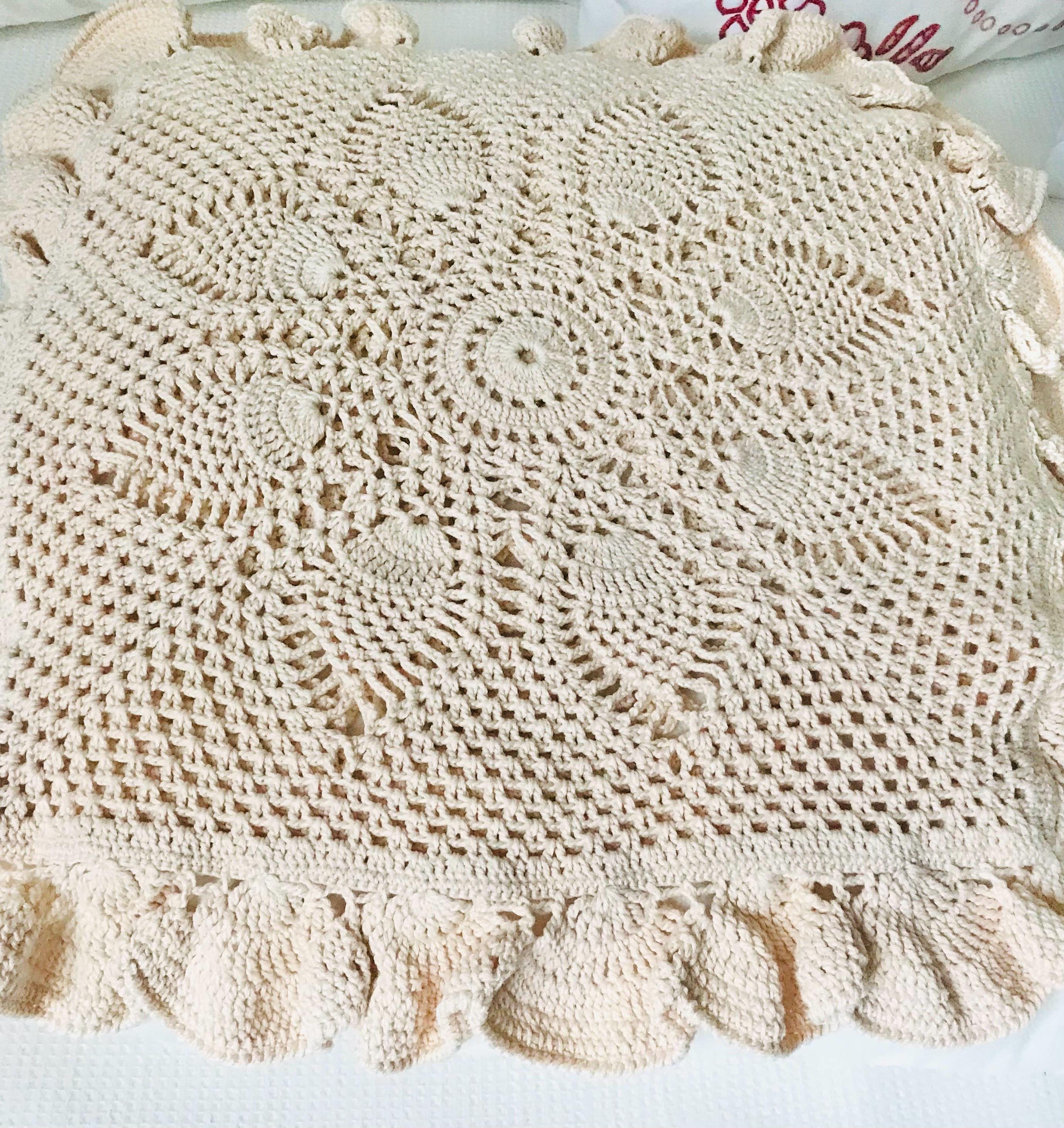 Federa per cuscino quadrato della nonna fatta a mano all'uncinetto, cuscino retrò (16x16) - Italia