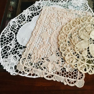 3 decorative doilies vintage bobbin doilies antique doilies antique handcraft