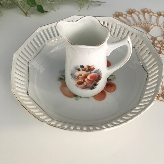 Porzellan Schale Vintage Schale Obst Schale Antike Obstschale Durchbruchschale