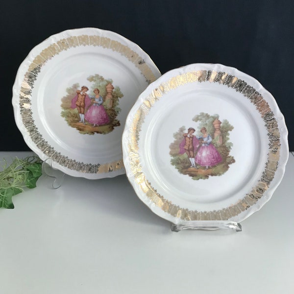 2 assiettes à gâteaux / assiettes de service à motif assiettes vintage assiettes à pâtisserie / Couple de cour Fragonard / Motif Fragonard / Porcelaine Winterling