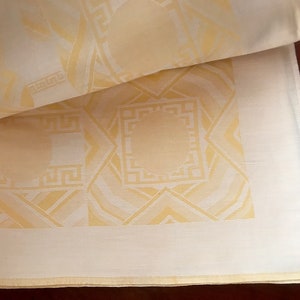 Art Deco Tischdecke Tafeltuch Baumwolle Tischdecke mit geometrischen Muster in Gelb 130 x 122 cm Vintage Tischdecke