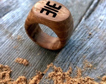 Handcarved ring with initials