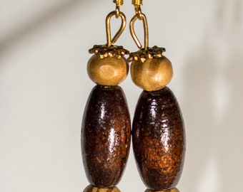 Earrings with wood