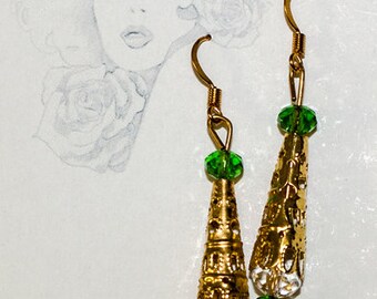 Earrings with Swarovski crystals and gold hooks