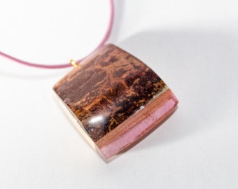 045 Resin jewelry, resin necklace, resin pendant, wooden necklace, wood jewelry, wood pendant