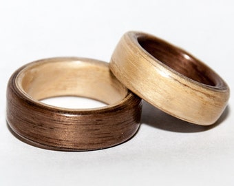 Bague en bois courbé bicolore