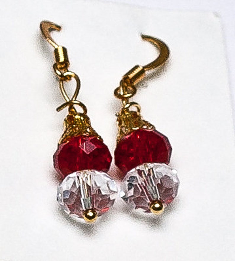 Earrings with Swarovski crystals and gold hooks image 1