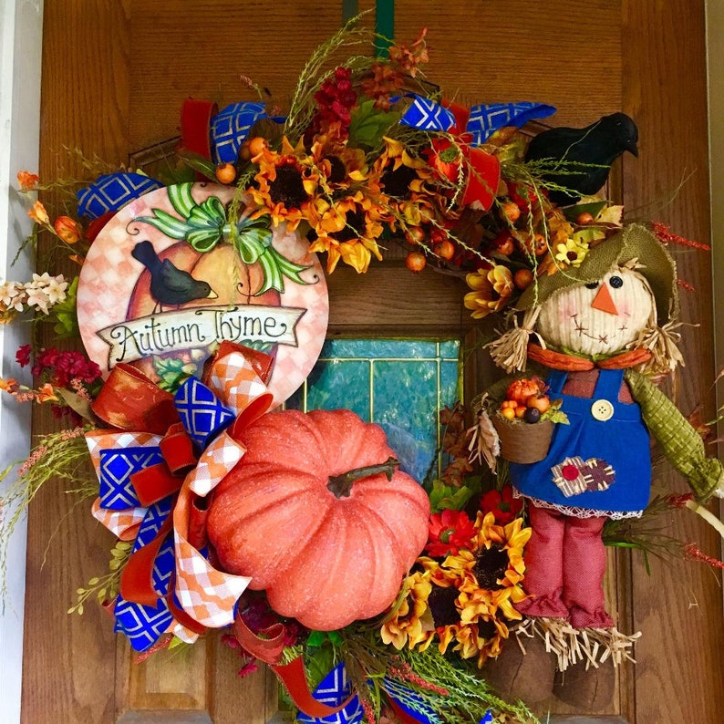 Halloween Wreath. Thanksgiving Wreath Pumpkin Wreath XL Fall Wreath Autumn Wreath Scarecrow Wreath Rustic Fall Wreath Fall Wreath