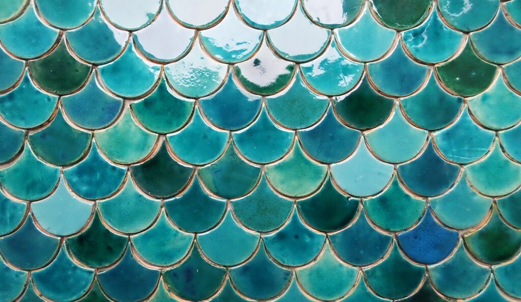 Tiles Fish Shells in Turquoise - Etsy