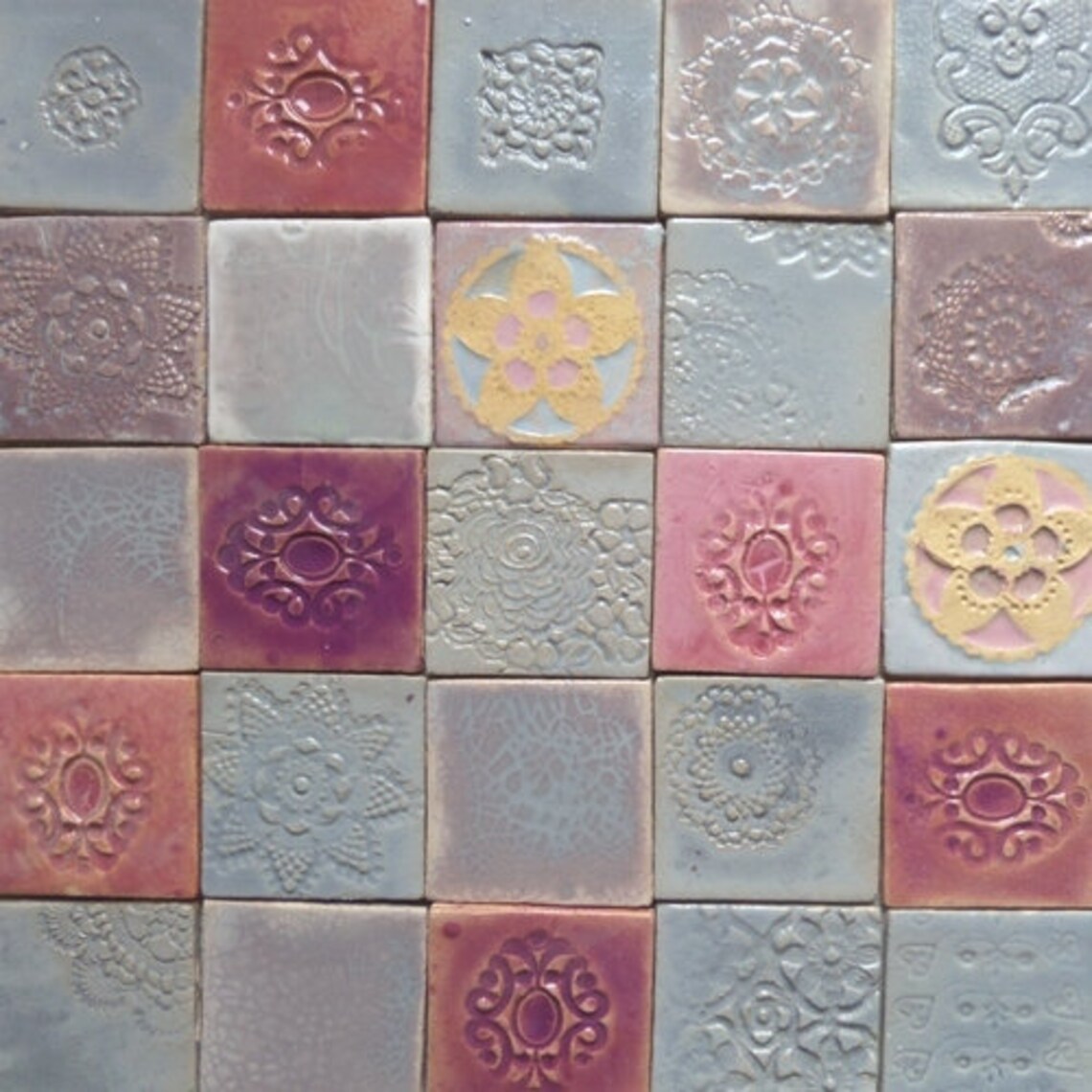 Tiles Gray Roses Etsy