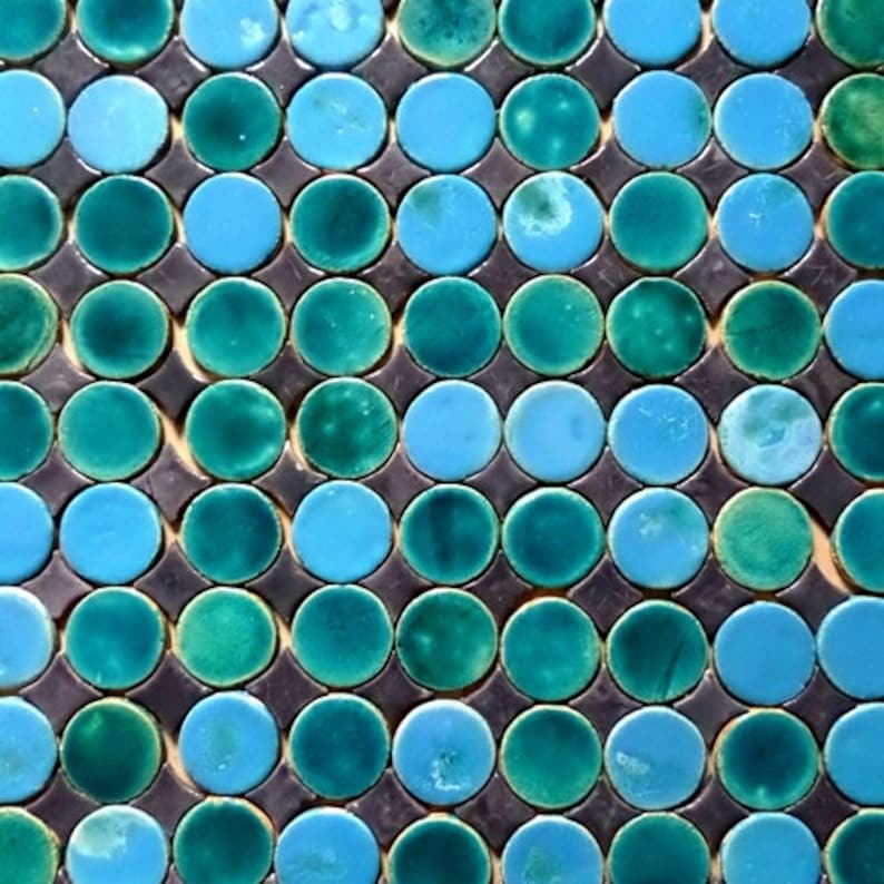 Tiles, Mosaic Turquoise Circles Etsy
