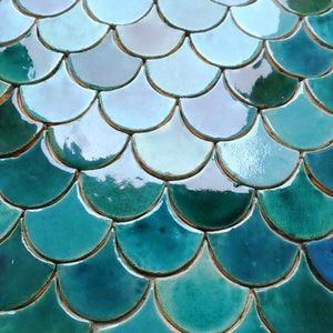 Tiles- fish shells in turquoise