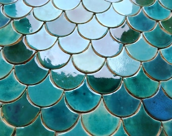 Tiles- fish shells in turquoise