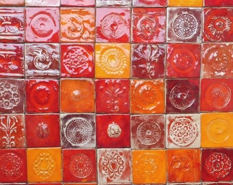 Tiles - red baroque