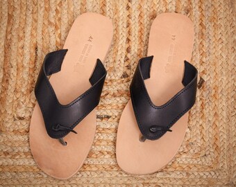 Flip Flop leather sandals for men,  handmade from Greece, classic summer sandals, leather slides sandals, quality & comfortable