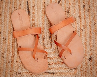 Sandalias de cuero planas hechas a mano estilo griego para hombre, sandalias de cuero, sandalias de tiras, sandalias de calidad