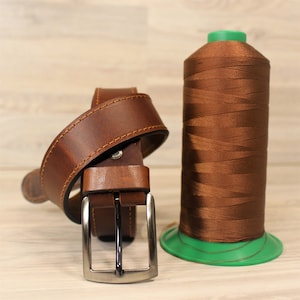 Stitched Belt for Man, Brown Leather Belt With Contrasting Stitched Edge And Old Silver Plated Buckle, handmade in Greece