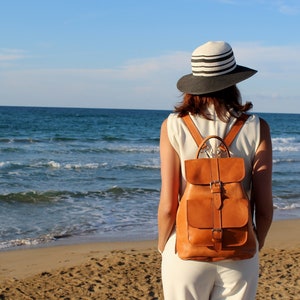 Lederrucksack, handgefertigter Lederrucksack, Rucksack für Laptop 16&quot;, handgefertigt in Griechenland, Größe Großer Rucksack