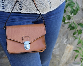 Small Crossbody Leather Bag, Handmade leather purse, small boho bag, Made in Greece