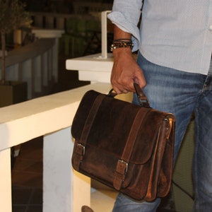 Porte-documents pour ordinateur portable en cuir pour homme, messager et sac de bureau pour homme, fait main en Grèce