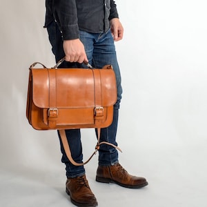 Leather laptop bag, Business bag for men, Briefcase 16&#39;&#39; Laptop Bag, Messenger and Office Bag handmade in Greece