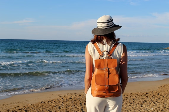 blue leather backpack outfit PEBBLE MINI BLACK the line is enriched with new models and color palettes Leather Backpack, Handmade Leather Rucksack,