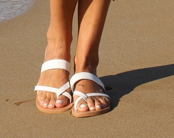 Strappy sandals, Greek style handmade leather sandals, flat sandals, summer sandals, leather slides sandals, Made in Greece, quality sandals