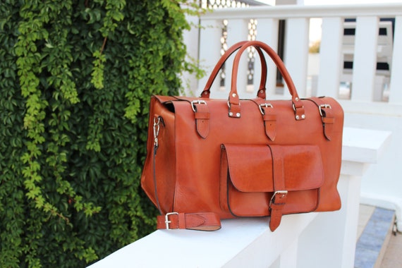 Leather Luggage Suitcase Leather Bag Weekender Bag Carry on