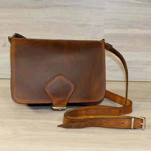 Leather Satchel Handbag for women, Handmade Saddle Bag, Crossbody or Shoulder leather boho bag, rustic bag made in Greece