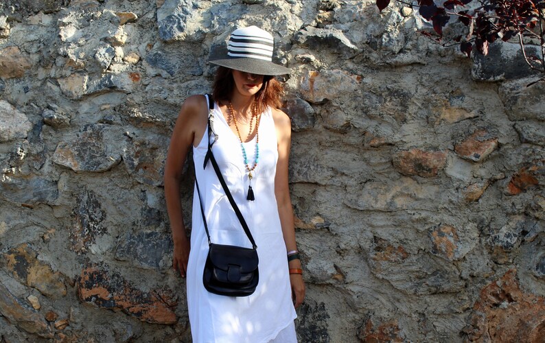 Crossbody or shoulder leather bag for women Leather saddle bag Handmade in Greece