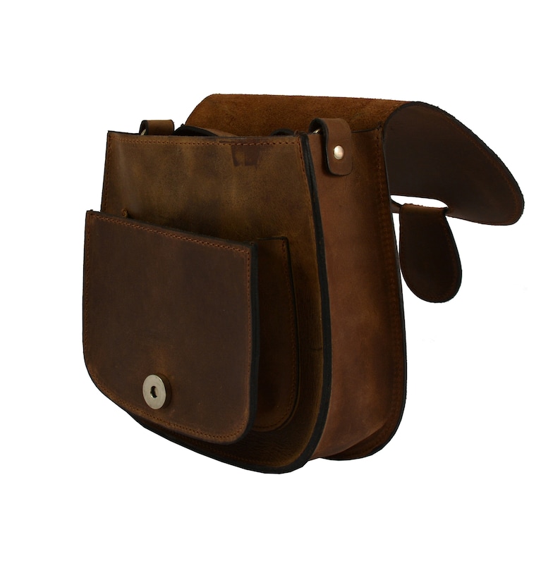 Crossbody or shoulder leather bag for women Leather saddle bag Handmade in Greece