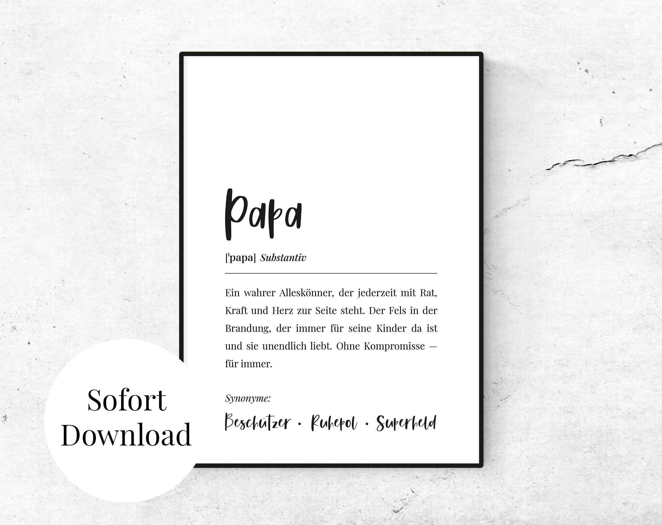 Printable Poster Karte Papa Definition Art Print Karte zum Ausdrucken