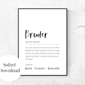 Printable Poster Karte "Bruder" Definition | Art Print Karte zum Ausdrucken Selbstdrucken, Geschenk für Bruder, Geschenk zum Geburtstag, DIY