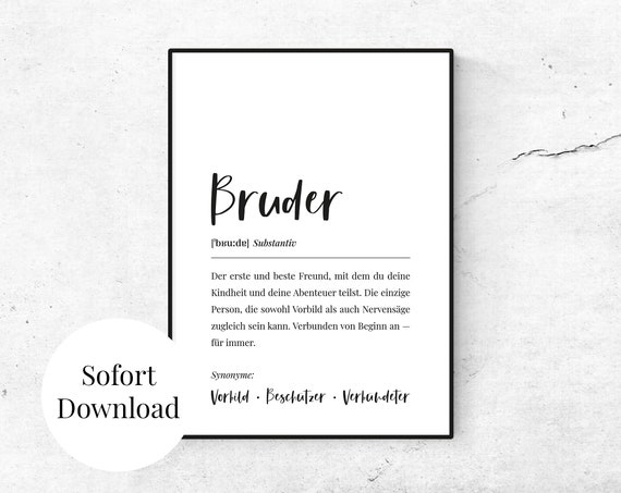 Printable Poster Karte Bruder Definition Art | Etsy