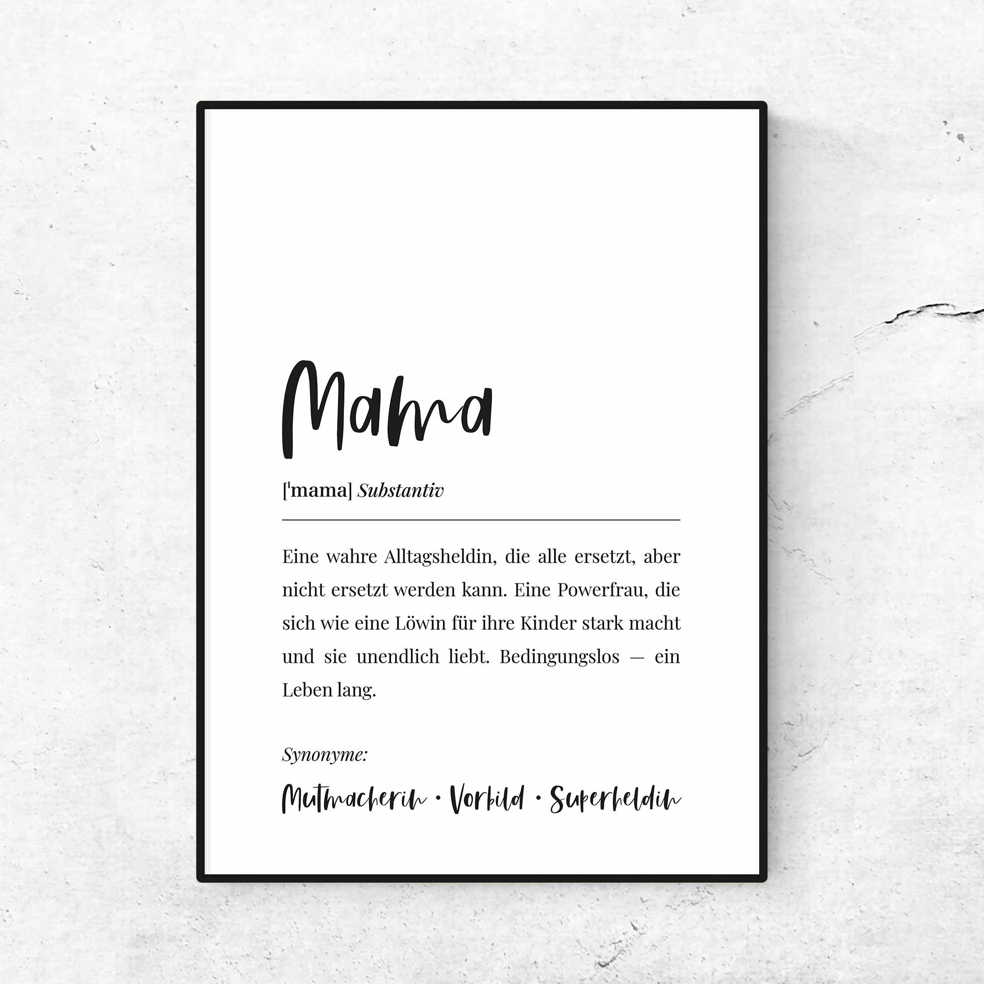 Printable Poster Karte Mama Definition Art Print Bild zum Ausdrucken