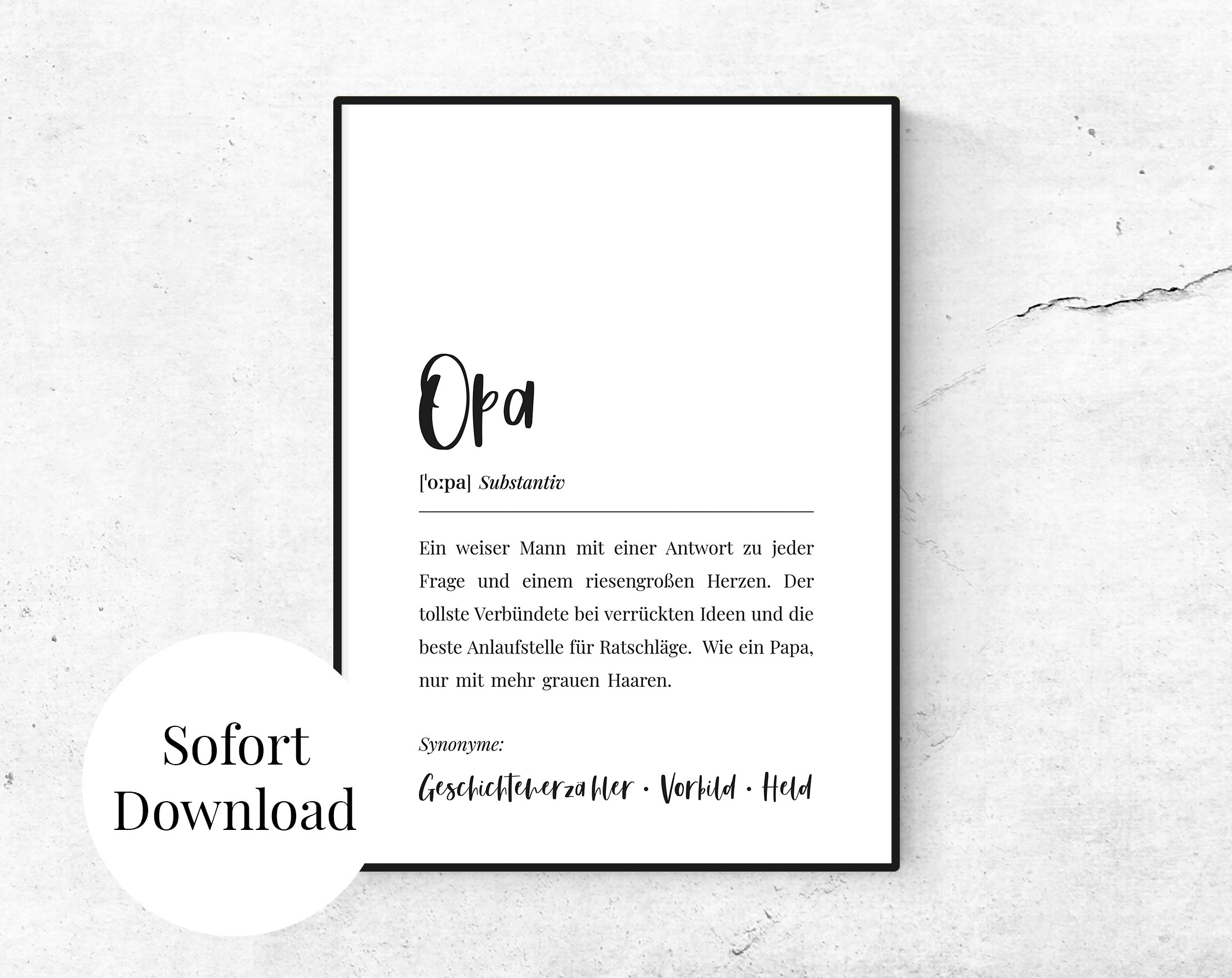Printable Poster Karte Opa Definition Art Print zum Ausdrucken