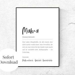 Printable Poster Karte "Mama" Definition | Art Print Bild zum Ausdrucken Selbstdrucken, Geschenk zum Muttertag, Geschenk zum Geburtstag, DIY
