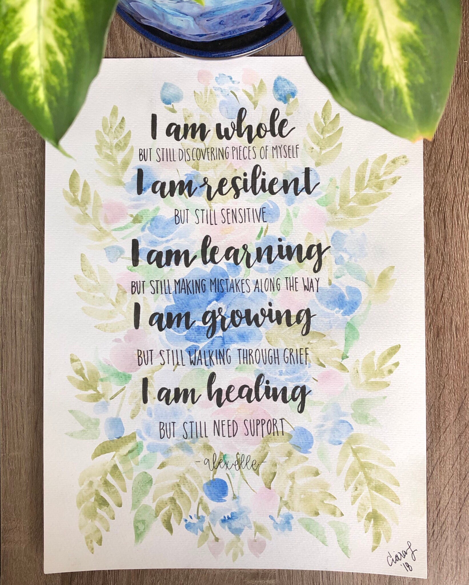 personalized quote calligraphy and watercolor etsy