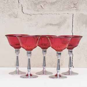 Cocktail Glasses / Vintage Barware / Cordial Glasses / Liqueur Glasses / New Martinsville / Cordial / Cordials / Sherry Glasses / Ruby Red