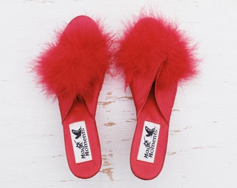 Black Feathers PinUp Marilyn Monroe Slippers Burlesque Heels Shoes size 5 6 7 8